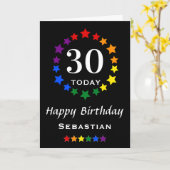 LGBTQ Rainbow Stars - 30 TodayまたはAny Age誕生日 カード (黄色い花)