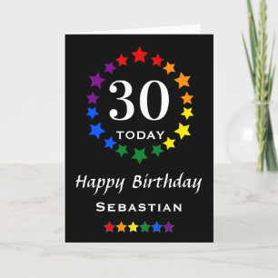 LGBTQ Rainbow Stars - 30 TodayまたはAny Age誕生日 カード