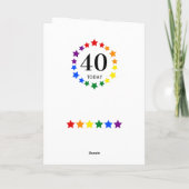 LGBTQ Rainbow Stars - 40 TodayまたはAny Age誕生日 カード (裏面)