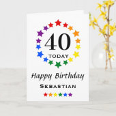 LGBTQ Rainbow Stars - 40 TodayまたはAny Age誕生日 カード (黄色い花)