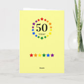 LGBTQ Rainbow Stars - 50 TodayまたはAny Age誕生日 カード (裏面)