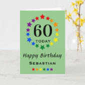 LGBTQ Rainbow Stars - 60 TodayまたはAny Age誕生日 カード (黄色い花)