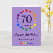 LGBTQ Rainbow Stars - 70 TodayまたはAny Age誕生日 カード (黄色い花)