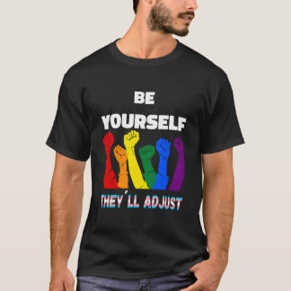 Lgbtq Rainbow Transgender Flag Be Yourself They'Ll Tシャツ