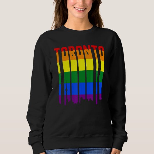 LGBTQ Retro Toronto Canada Pride Skyline スウェットシャツ (正面)