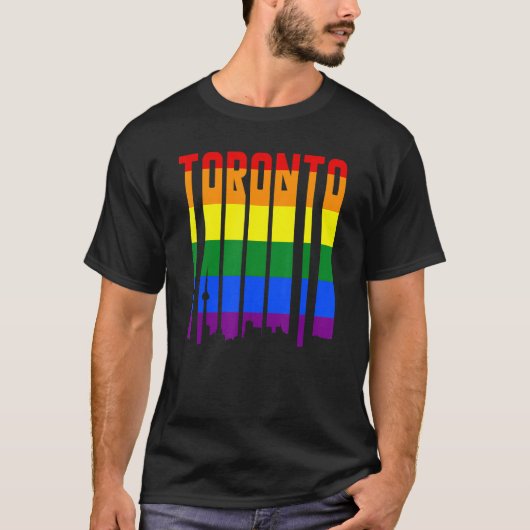 LGBTQ Retro Toronto Canada Pride Skyline Tシャツ (正面)