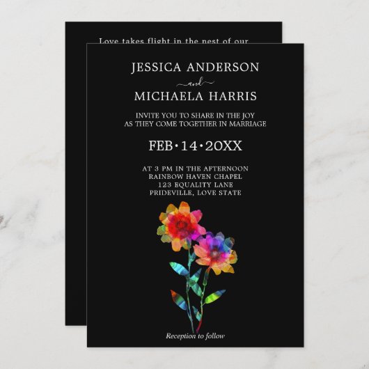 🌈 LGBTQ Soaring Together  Petals & Pride  招待状 (正面/裏面)