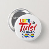 LGBTQ+ Tulsi Gabbard 2020年のため 缶バッジ (正面&裏面)