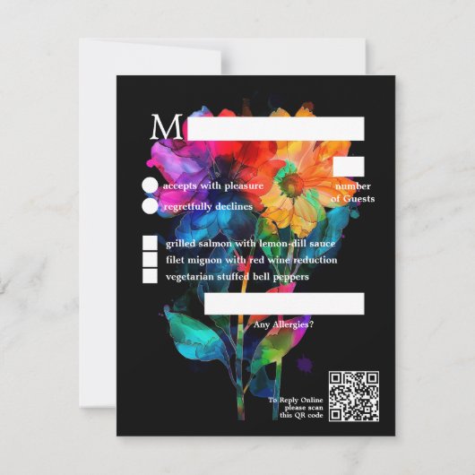 🌈 LGBTQ With menu and QR code Petals & Pride  出欠カード (裏面)