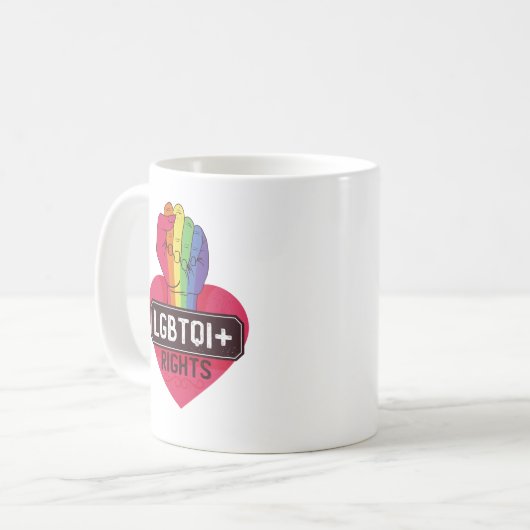LGBTQIライツレインボーフラッグフィストプライド行進 コーヒーマグカップ (正面左)