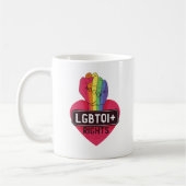 LGBTQIライツレインボーフラッグフィストプライド行進 コーヒーマグカップ (左)