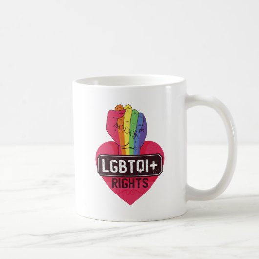 LGBTQIライツレインボーフラッグフィストプライド行進 コーヒーマグカップ (右)