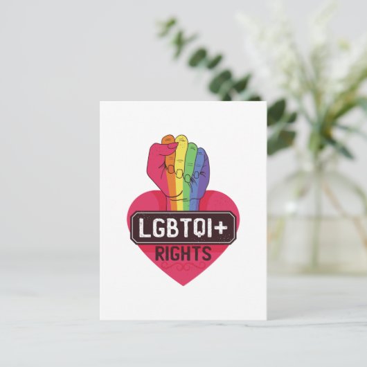 LGBTQIライツレインボーフラッグフィストプライド行進 ポストカード (スタンド正面)