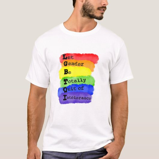 LGBTQI寛容ジェンダーLGBTレインボーゲイレズビアンC Tシャツ (正面)