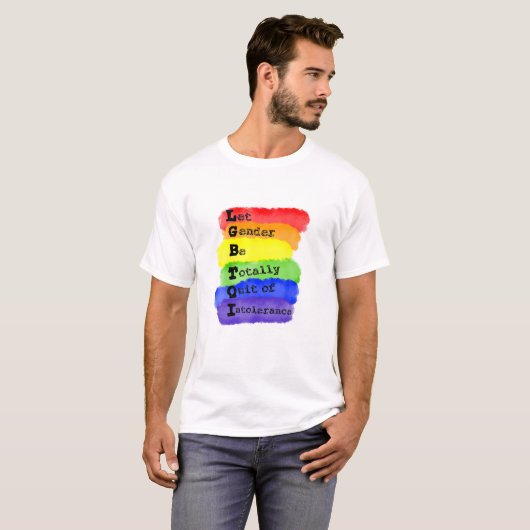 LGBTQI寛容ジェンダーLGBTレインボーゲイレズビアンC Tシャツ (正面フル)