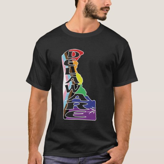 Lgbtqiaにおけるデラウェアの概要プライド国旗Rainbow Col Tシャツ (正面)