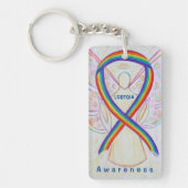 LGBTQIAエンジェルレインボー認識度リボンキーチェーン キーホルダー (正面)