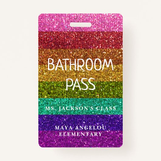 LGBTQIAグリッター新学期バスルームホールパス バッジ (裏面)