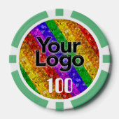 LGBTQIAゲイプライド国旗グリッターレインボーストライプズ ポーカーチップ (正面)