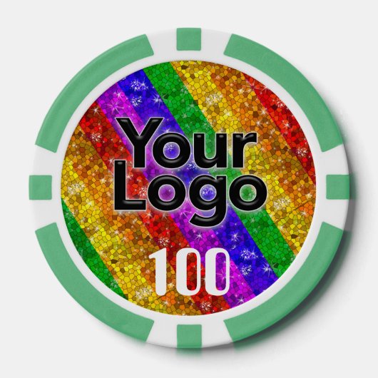 LGBTQIAゲイプライド国旗グリッターレインボーストライプズ ポーカーチップ (正面)