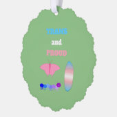 LGBTQIAトランスジェンダープライド毛虫へ蝶 オーナメントカード (左)