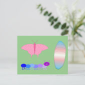 LGBTQIAトランスジェンダープライド毛虫へ蝶 ポストカード (スタンド正面)