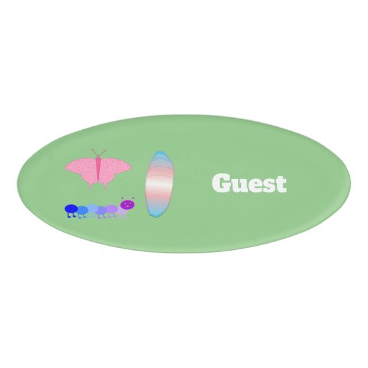 LGBTQIAトランスジェンダープライド毛虫へ蝶 名札 (正面)