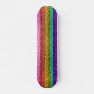 LGBTQIAプライド国旗グリッターレインボーグリッターストライプズ スケートボード