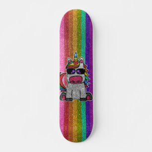 LGBTQIAプライド国旗グリッターレインボーユニコーンSk8r スケートボード