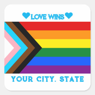 LGBTQIAプライド国旗 スクエアシール