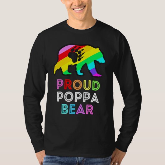Lgbtqiaポパ誇りを持ったベアレインボーゲイプライドメンズウォム Tシャツ (正面)