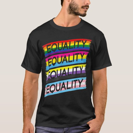 LGBTQIA平等トランスフラッグ非バイナリパンゲイPri Tシャツ (正面)