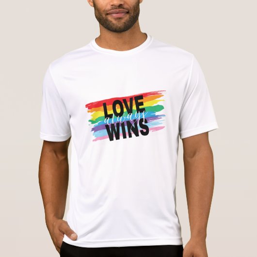 LGBTQIA愛が常に虹を勝ち取るプライド クール Tシャツ (正面)