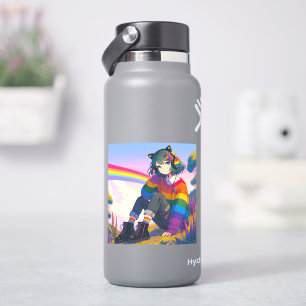 LGBTQIA+アニメガールレズビアンプライド シール
