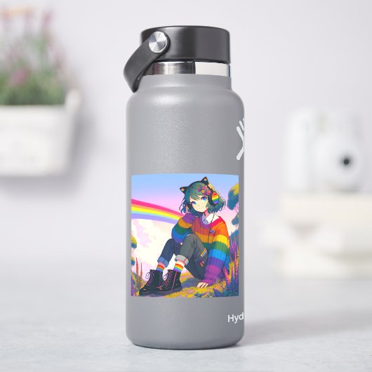 LGBTQIA+アニメガールレズビアンプライド シール (HydroFlask)
