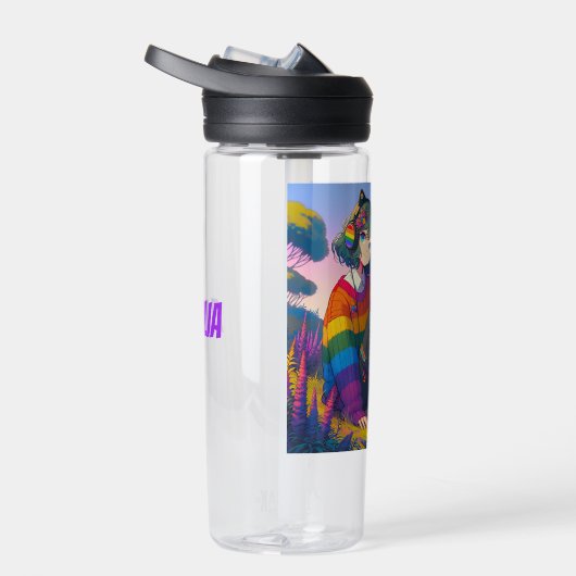 LGBTQIA+アニメガールレズビアンプライド パーソナライズされた ウォーターボトル (右面)