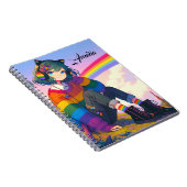 LGBTQIA+アニメガールレズビアンプライド パーソナライズされた ノートブック (右側)