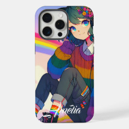 LGBTQIA+アニメガールレズビアンプライド パーソナライズされた iPhone 15 PRO MAXケース