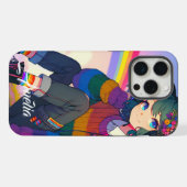 LGBTQIA+アニメガールレズビアンプライド パーソナライズされた iPhoneケース (裏面横)