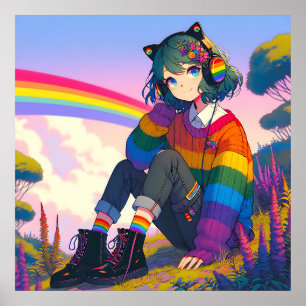 LGBTQIA+アニメガールレズビアンプライド ポスター