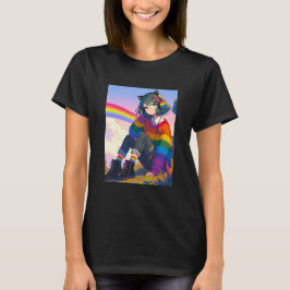 LGBTQIA+アニメガールレズビアンプライド Tシャツ