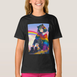 LGBTQIA+ アニメ女子 レズビアンプライド Tシャツ