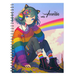 LGBTQIA+ アニメ女子 レズビアン プライド パーソナライズデザイン ノートブック