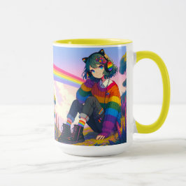 LGBTQIA+ アニメ女子 レズビアン プライド パーソナライズ マグカップ