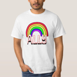 LGBTQIA+ アライ | かわいいレインボーとハートのプライド Tシャツ