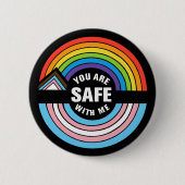 LGBTQIA+ アライ 安全な世界へ 缶バッジ (正面)