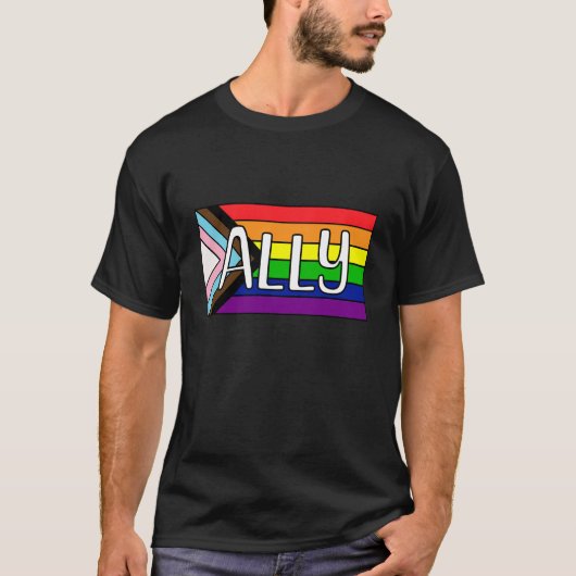 LGBTQIA+ アライ | 虹の旗 Tシャツ (正面)
