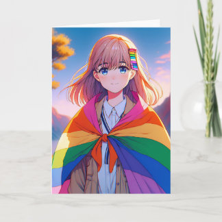 LGBTQIA+ケープのアニメガール空白の カード