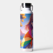 LGBTQIA+ケープのアニメガール ウォーターボトル (正面)