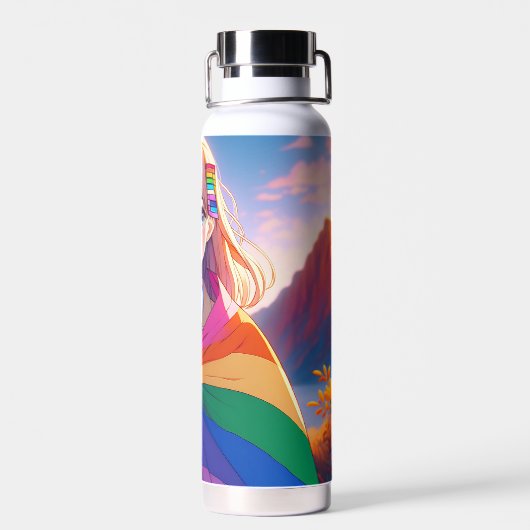 LGBTQIA+ケープのアニメガール ウォーターボトル (背面)